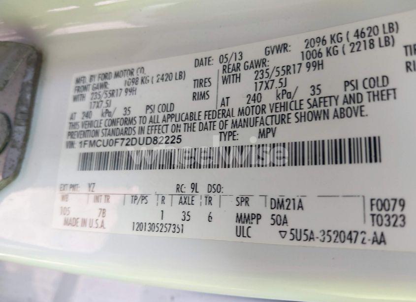 Photo 9 of 2013 Ford Escape S (VIN 1FMCU0F72DUD82225)