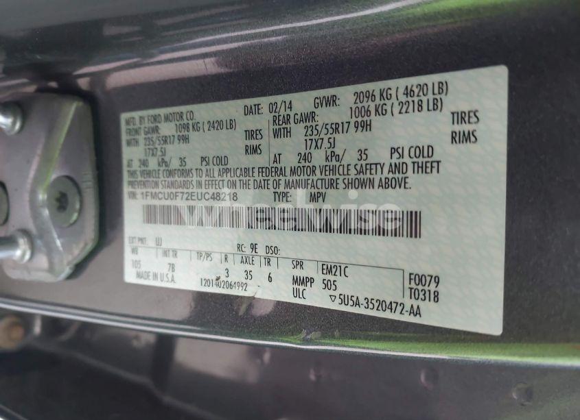 Photo 9 of 2014 Ford Escape S (VIN 1FMCU0F72EUC48218)