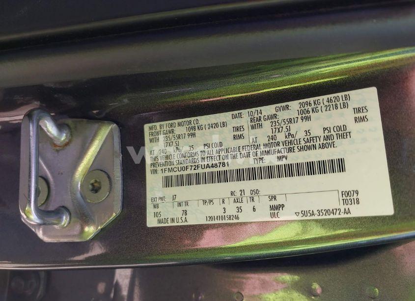 Photo 9 of 2015 Ford Escape S (VIN 1FMCU0F72FUA48781)