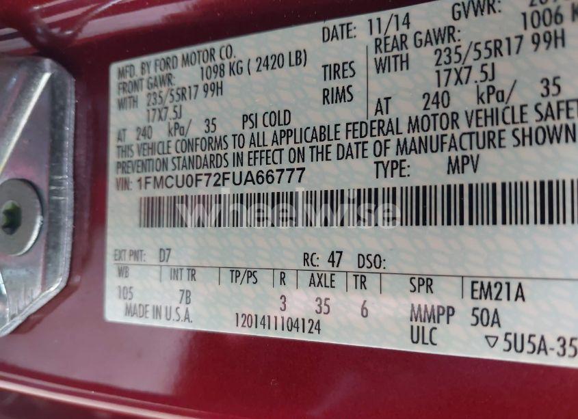 Photo 9 of 2015 Ford Escape S (VIN 1FMCU0F72FUA66777)