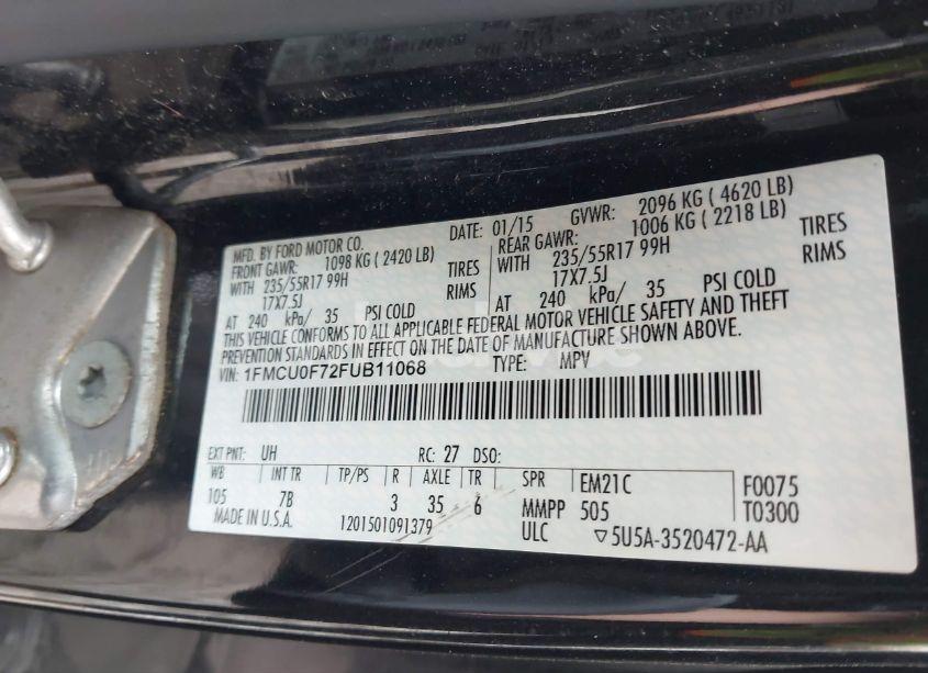 Photo 9 of 2015 Ford Escape S (VIN 1FMCU0F72FUB11068)