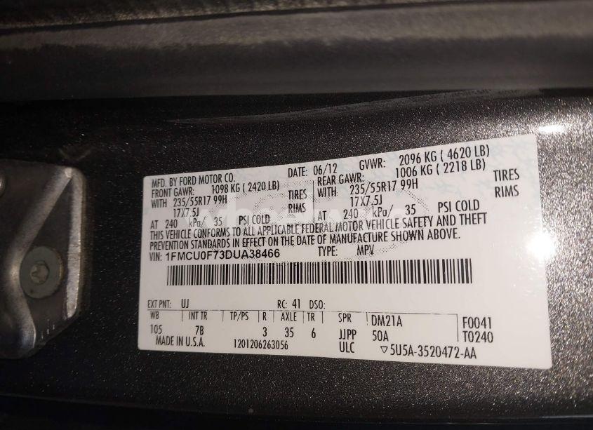 Photo 9 of 2013 Ford Escape S (VIN 1FMCU0F73DUA38466)