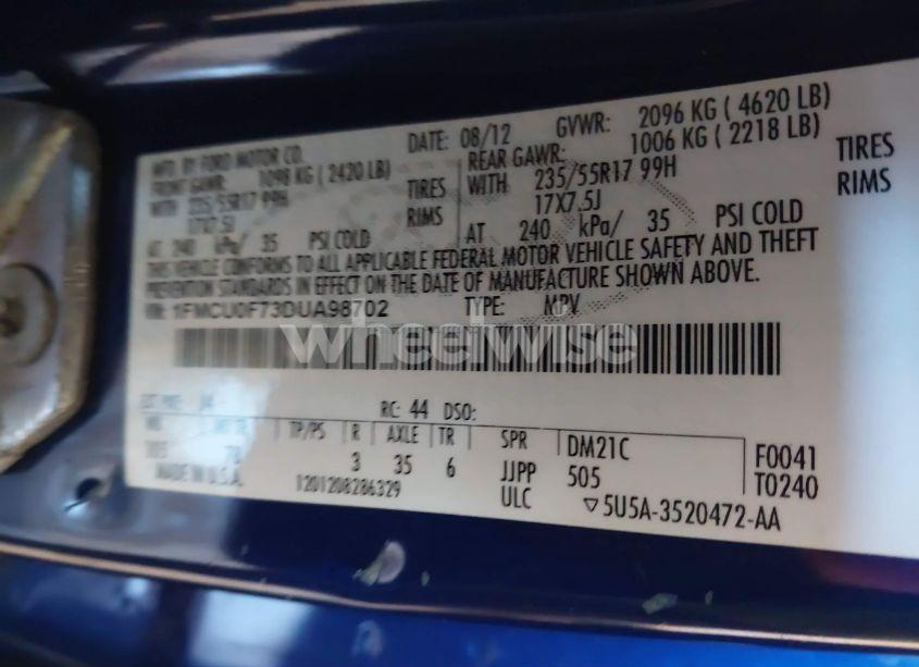 Photo 9 of 2013 Ford Escape S (VIN 1FMCU0F73DUA98702)