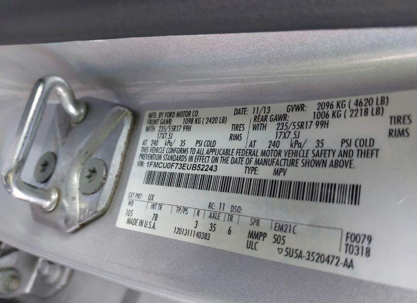 Photo 9 of 2014 Ford Escape S (VIN 1FMCU0F73EUB52243)