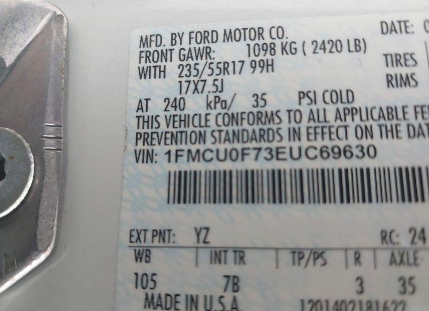 Photo 9 of 2014 Ford Escape S (VIN 1FMCU0F73EUC69630)