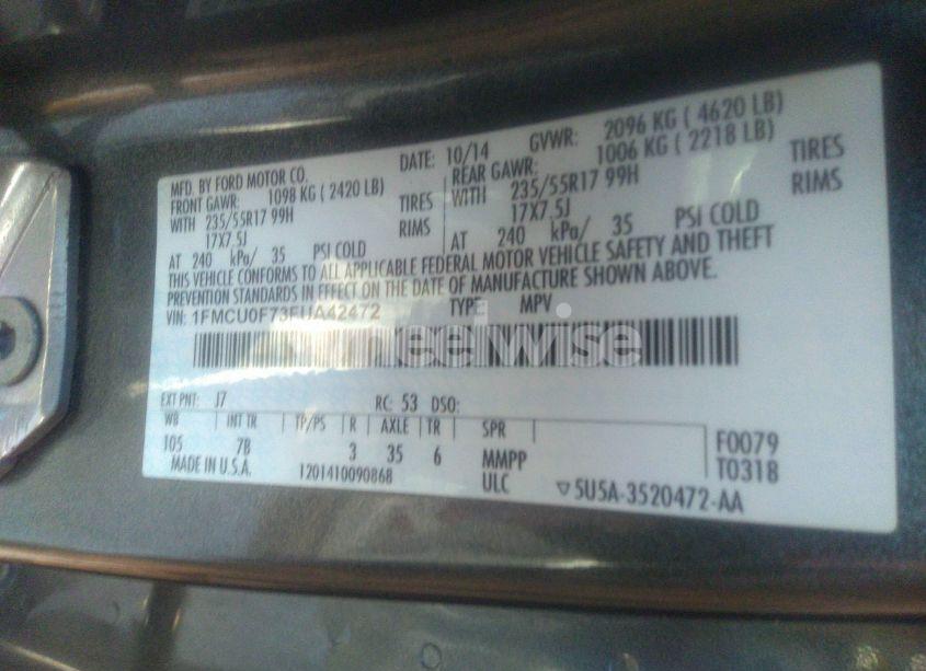 Photo 9 of 2015 Ford Escape S (VIN 1FMCU0F73FUA42472)