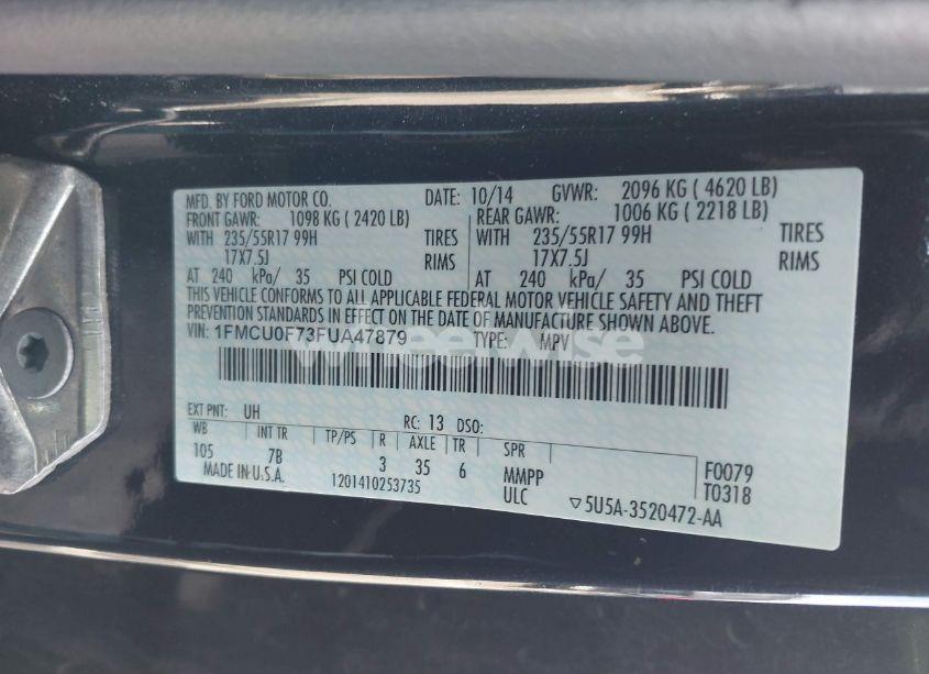 Photo 9 of 2015 Ford Escape S (VIN 1FMCU0F73FUA47879)