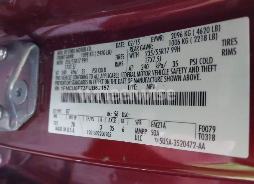 Photo 9 of 2015 Ford Escape S (VIN 1FMCU0F73FUB62157)