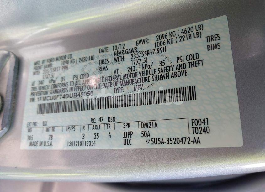 Photo 8 of 2013 Ford Escape S (VIN 1FMCU0F74DUB45056)