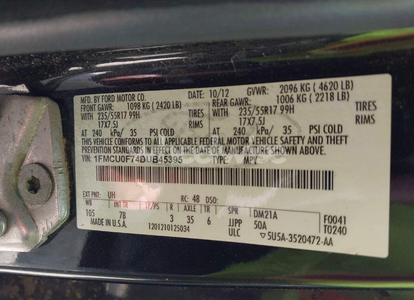 Photo 9 of 2013 Ford Escape S (VIN 1FMCU0F74DUB45395)