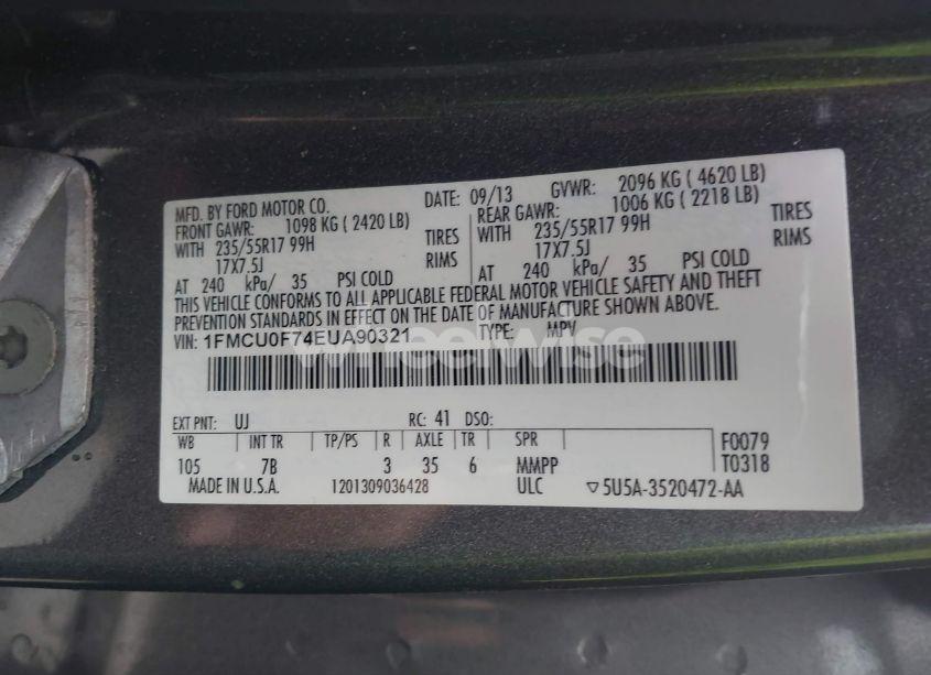 Photo 9 of 2014 Ford Escape S (VIN 1FMCU0F74EUA90321)