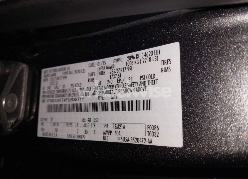 Photo 9 of 2015 Ford Escape S (VIN 1FMCU0F74FUB38711)