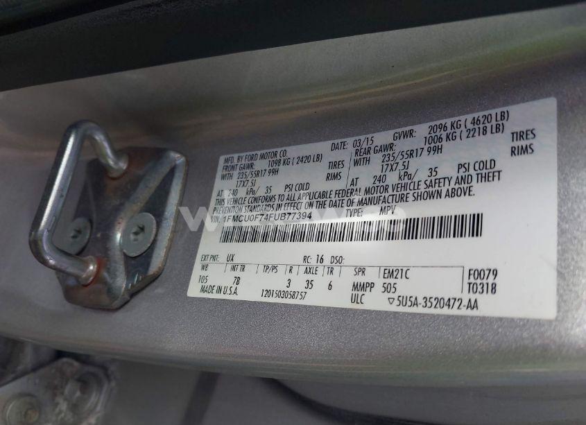 Photo 9 of 2015 Ford Escape S (VIN 1FMCU0F74FUB77394)