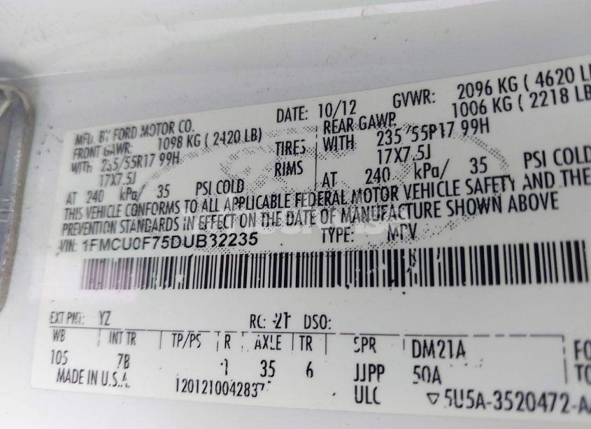 Photo 9 of 2013 Ford Escape S (VIN 1FMCU0F75DUB32235)