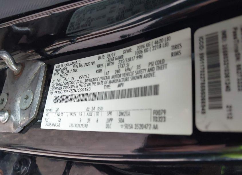 Photo 9 of 2013 Ford Escape S (VIN 1FMCU0F75DUC99193)