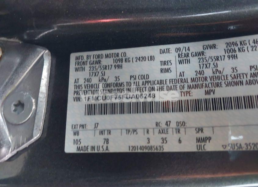 Photo 9 of 2015 Ford Escape S (VIN 1FMCU0F75FUA06248)