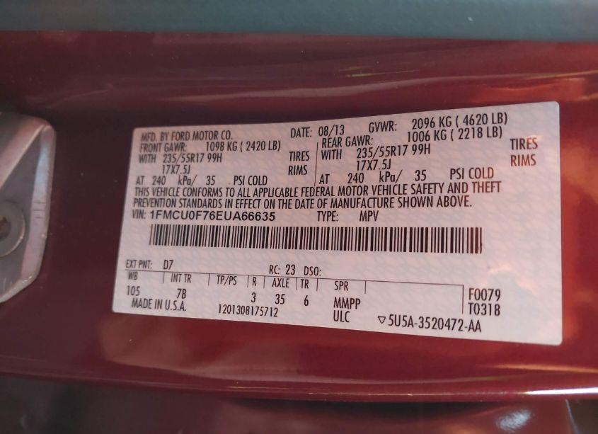 Photo 9 of 2014 Ford Escape S (VIN 1FMCU0F76EUA66635)