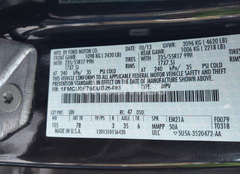 Photo 9 of 2014 Ford Escape S (VIN 1FMCU0F76EUB26493)