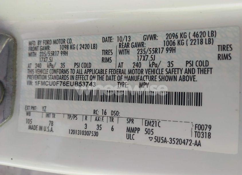 Photo 9 of 2014 Ford Escape S (VIN 1FMCU0F76EUB53743)