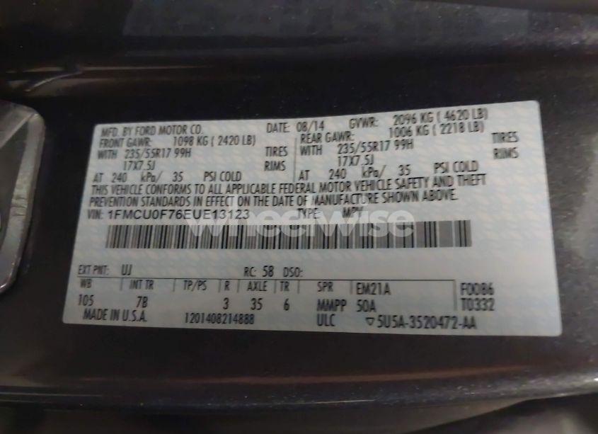 Photo 9 of 2014 Ford Escape S (VIN 1FMCU0F76EUE13123)