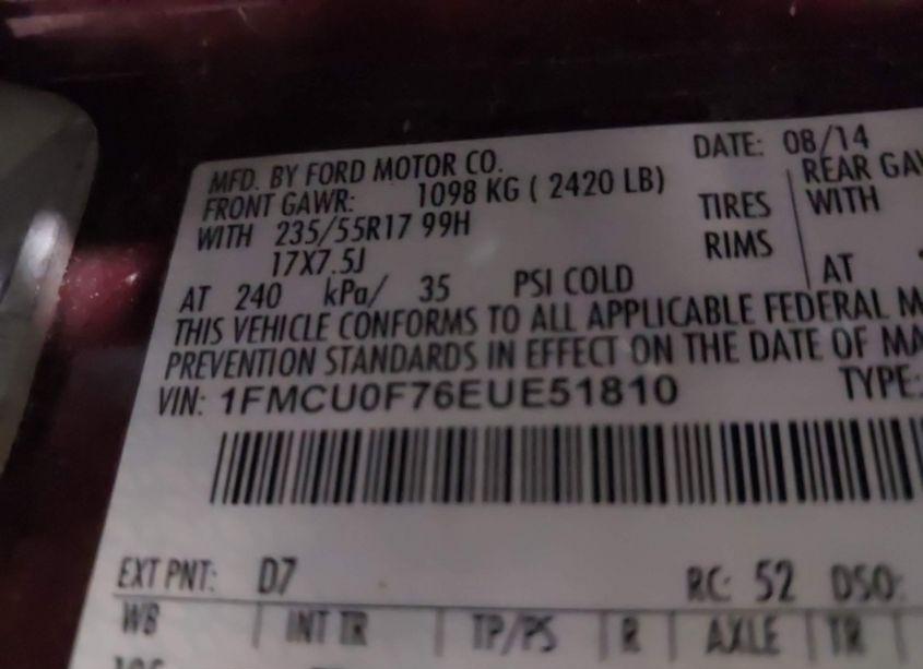 Photo 9 of 2014 Ford Escape S (VIN 1FMCU0F76EUE51810)