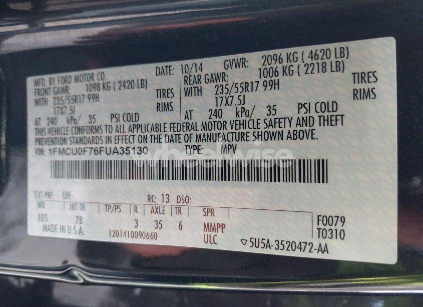 Photo 9 of 2015 Ford Escape S (VIN 1FMCU0F76FUA35130)