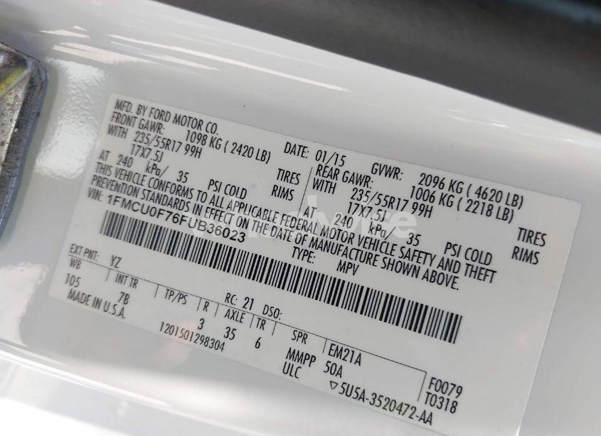 Photo 9 of 2015 Ford Escape S (VIN 1FMCU0F76FUB36023)