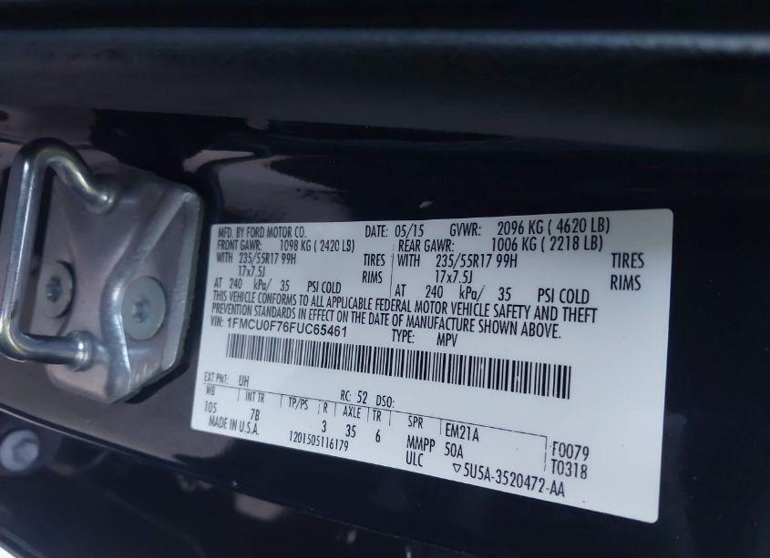 Photo 9 of 2015 Ford Escape S (VIN 1FMCU0F76FUC65461)