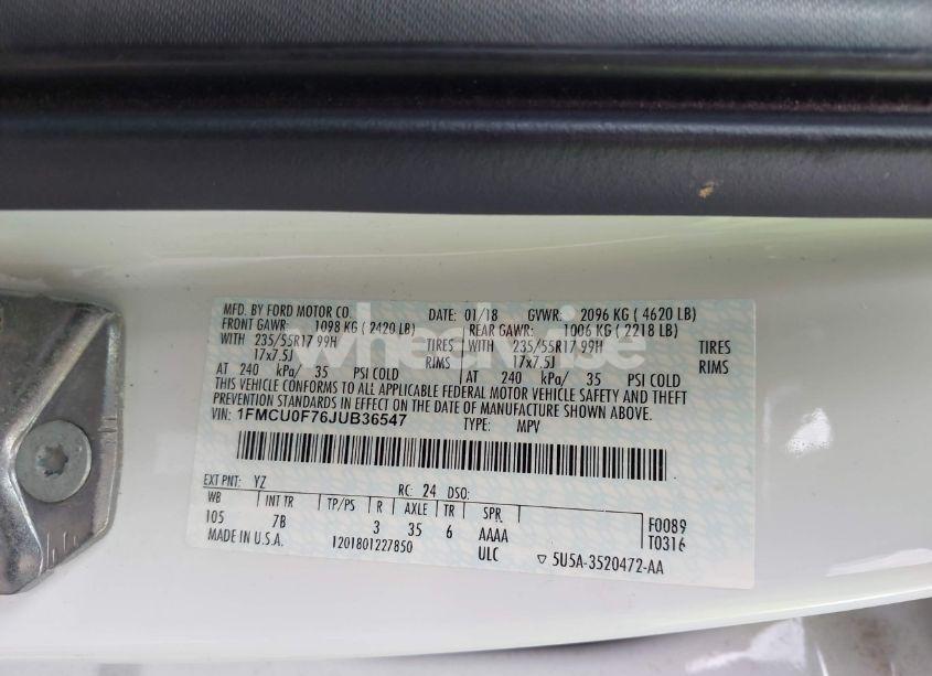 Photo 9 of 2018 Ford Escape S (VIN 1FMCU0F76JUB36547)