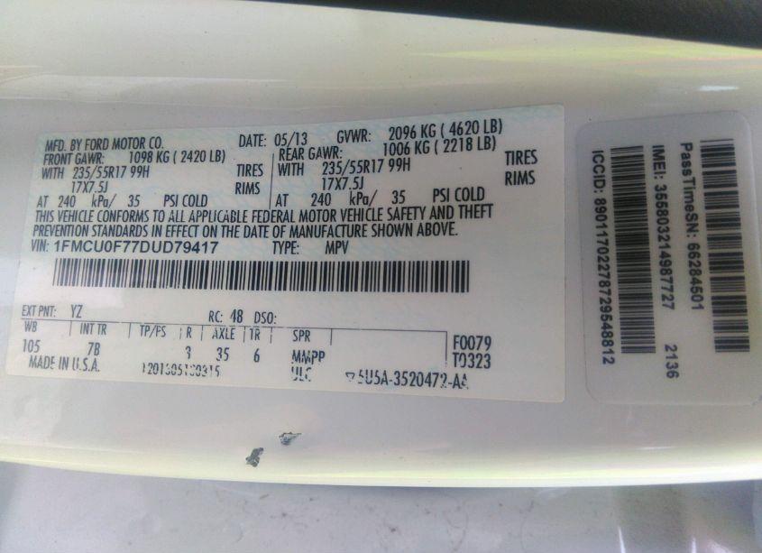 Photo 9 of 2013 Ford Escape S (VIN 1FMCU0F77DUD79417)