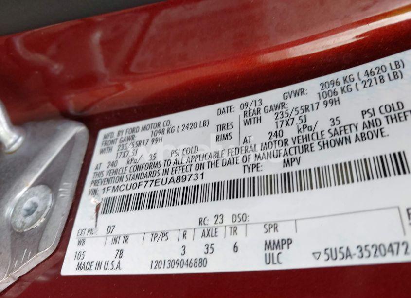 Photo 9 of 2014 Ford Escape S (VIN 1FMCU0F77EUA89731)