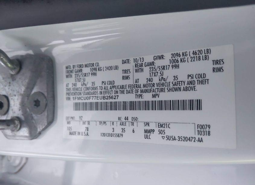 Photo 9 of 2014 Ford Escape S (VIN 1FMCU0F77EUB25627)