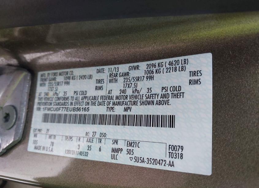 Photo 9 of 2014 Ford Escape S (VIN 1FMCU0F77EUB56165)