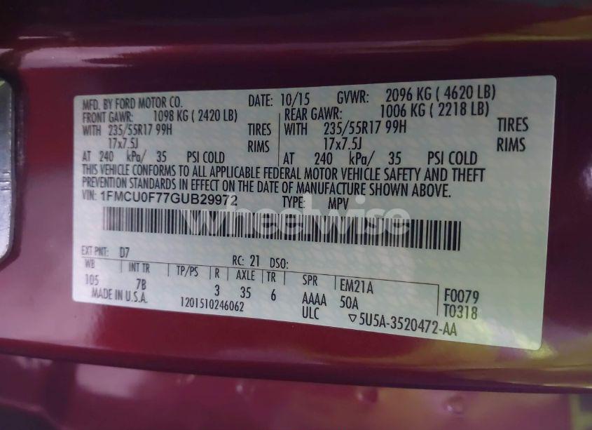 Photo 9 of 2016 Ford Escape S (VIN 1FMCU0F77GUB29972)