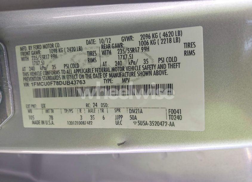 Photo 9 of 2013 Ford Escape S (VIN 1FMCU0F78DUB43763)