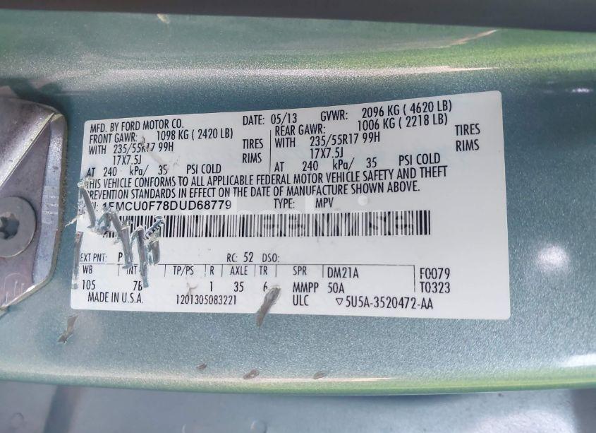 Photo 9 of 2013 Ford Escape S (VIN 1FMCU0F78DUD68779)