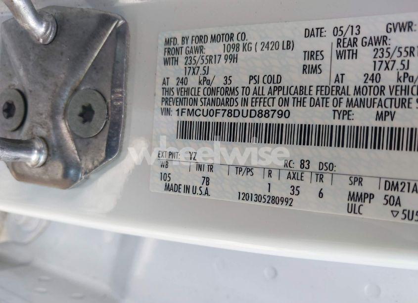 Photo 9 of 2013 Ford Escape S (VIN 1FMCU0F78DUD88790)