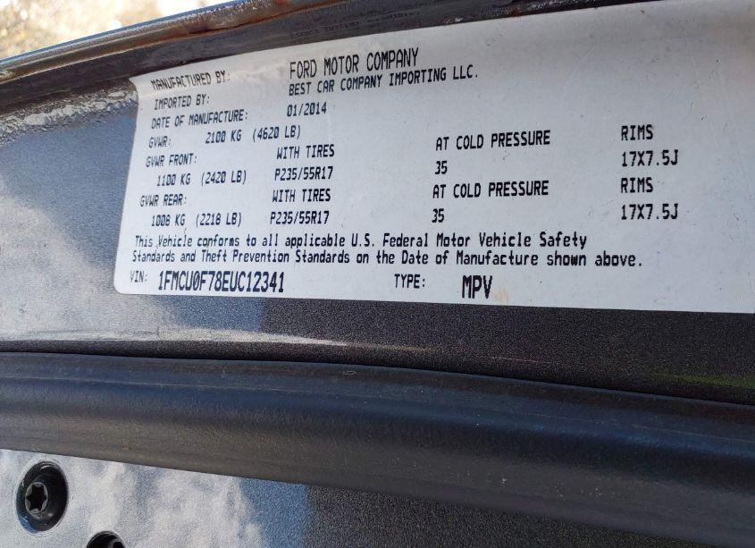 Photo 9 of 2014 Ford Escape S (VIN 1FMCU0F78EUC12341)