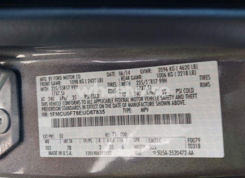 Photo 9 of 2014 Ford Escape S (VIN 1FMCU0F78EUD87835)