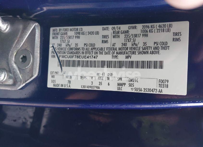 Photo 9 of 2014 Ford Escape S (VIN 1FMCU0F78EUE41747)