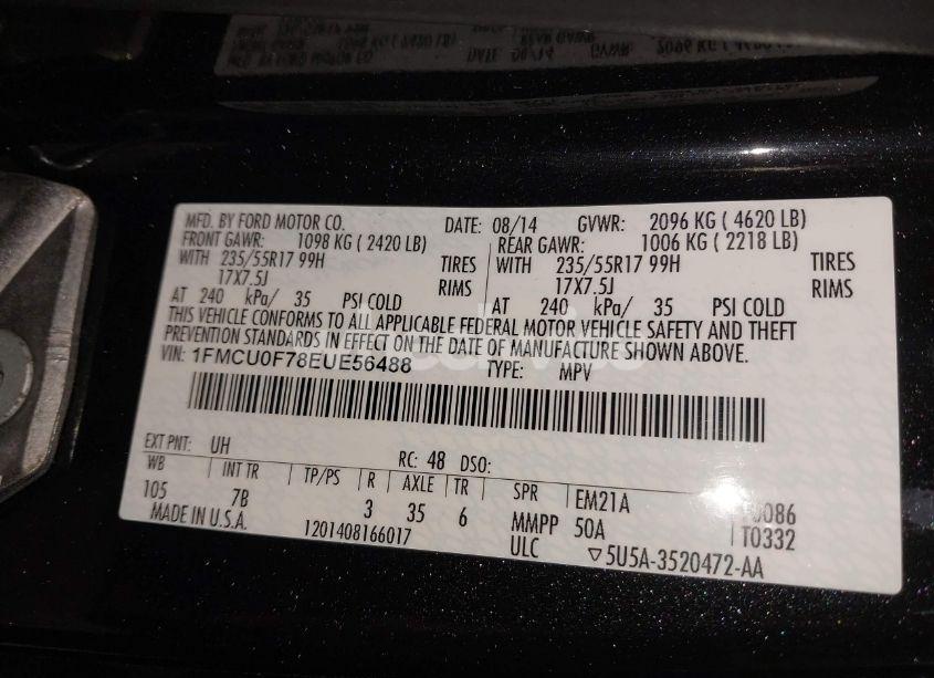 Photo 9 of 2014 Ford Escape S (VIN 1FMCU0F78EUE56488)