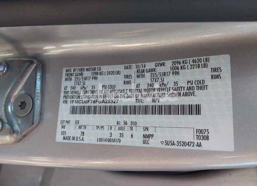 Photo 9 of 2015 Ford Escape S (VIN 1FMCU0F78FUA25327)