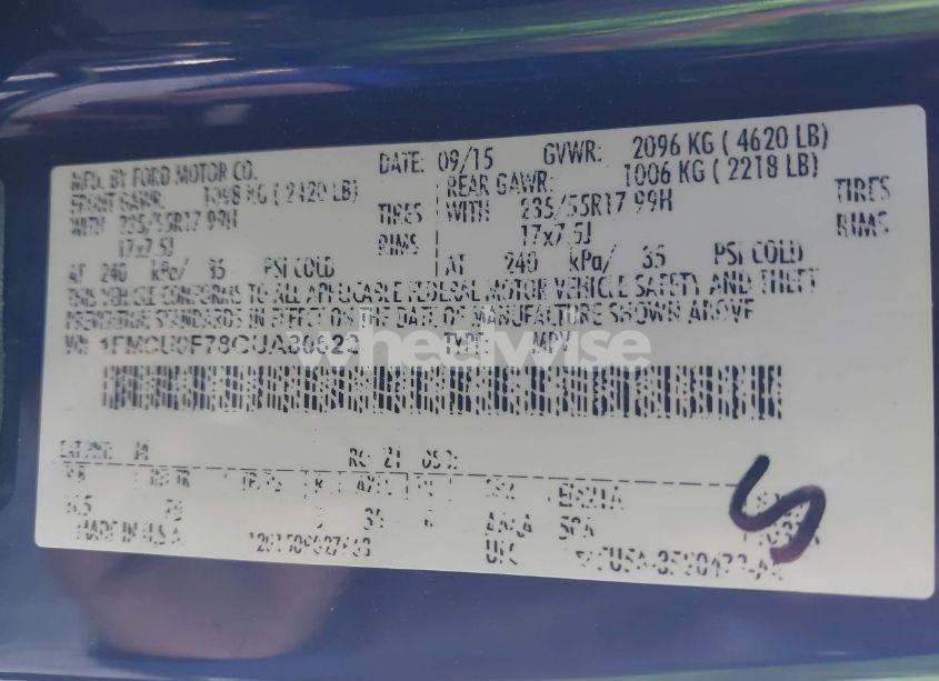 Photo 9 of 2016 Ford Escape S (VIN 1FMCU0F78GUA80622)