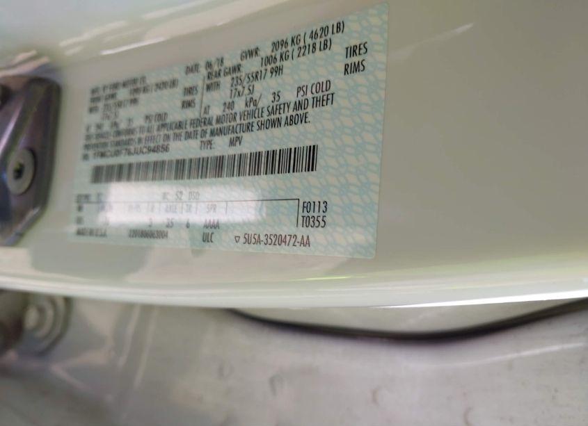 Photo 9 of 2018 Ford Escape S (VIN 1FMCU0F78JUC94856)