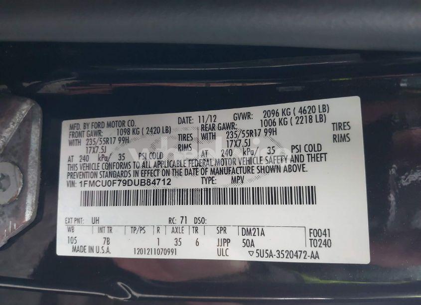 Photo 9 of 2013 Ford Escape S (VIN 1FMCU0F79DUB84712)