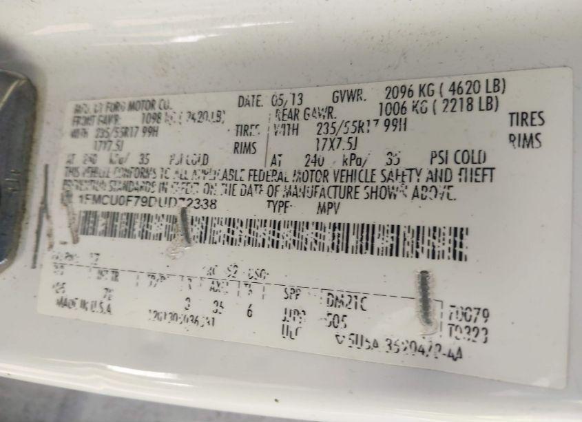 Photo 9 of 2013 Ford Escape S (VIN 1FMCU0F79DUD72338)