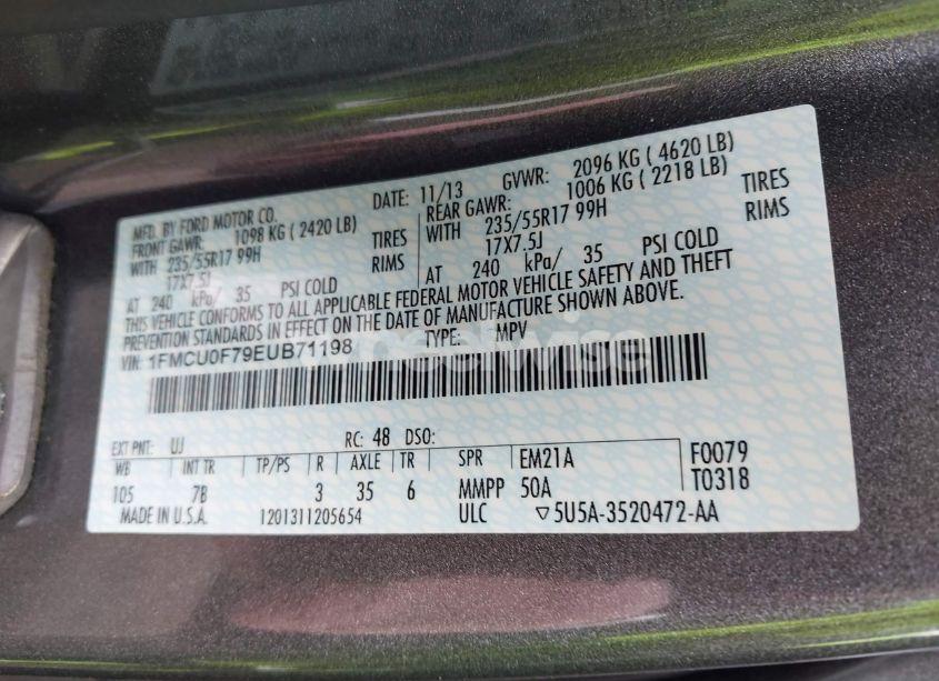 Photo 9 of 2014 Ford Escape S (VIN 1FMCU0F79EUB71198)