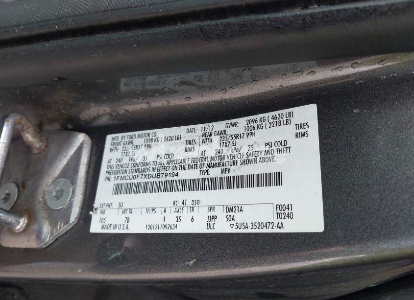 Photo 9 of 2013 Ford Escape S (VIN 1FMCU0F7XDUB79194)