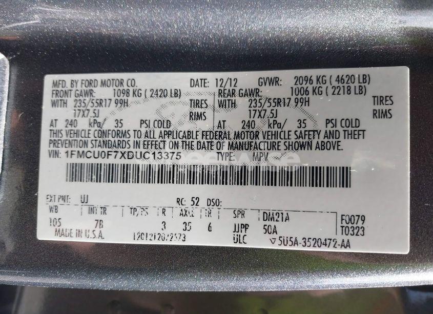 Photo 9 of 2013 Ford Escape S (VIN 1FMCU0F7XDUC13375)