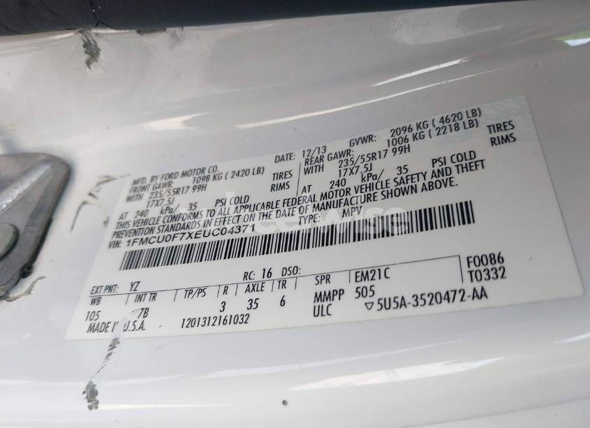 Photo 9 of 2014 Ford Escape S (VIN 1FMCU0F7XEUC04371)